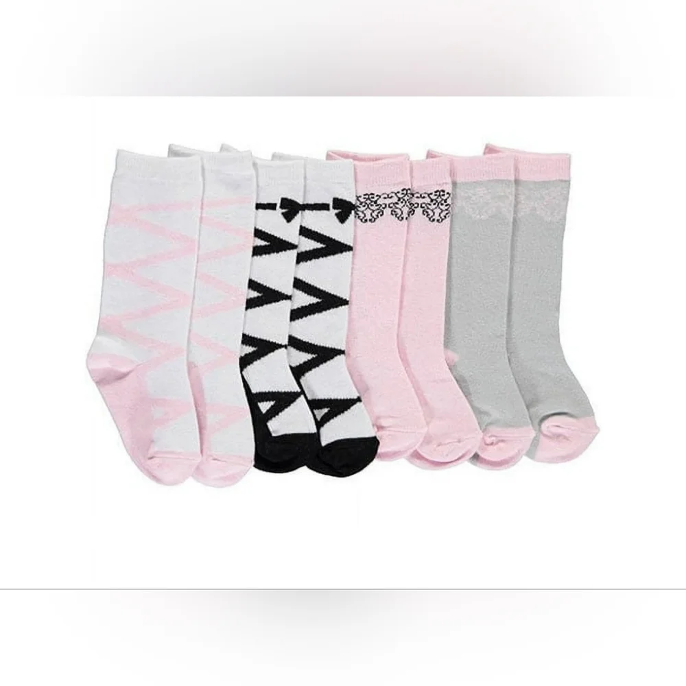 Luvable Friends 4pair Baby Girl knee high ballet Socks Set size 6-12 Months new‎